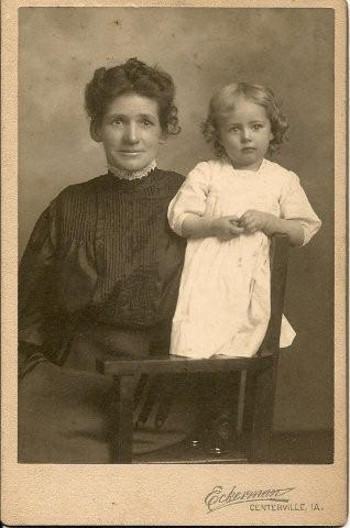 Unknown woman and child, taken at Eckerman Studio in Centerville, IA.  CA 1900's? (submitted by Mary Martin)